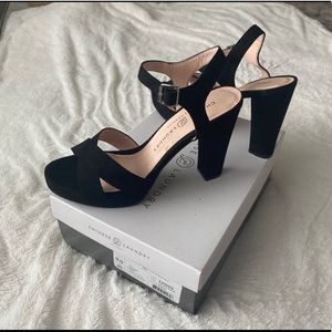 Black strap heels